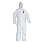 Ansell KCC 46112 A30 Elastic-Back and Cuff Hooded Coveralls - Medium, White (25/Carton)
