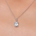 thumbnail image 3 of Gem Stone King 10K White Gold White Zirconia Pendant Necklace for Women (2.00 Cttw, Oval 9X7MM, with 18 inch Chain), 3 of 6