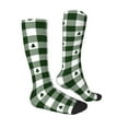 thumbnail image 3 of Picia Women Crew Soft Moisture-wicking Socks Green White Lumberjack Plaid Pattern Design Cotton Socks, One Size fit All, 3 of 9