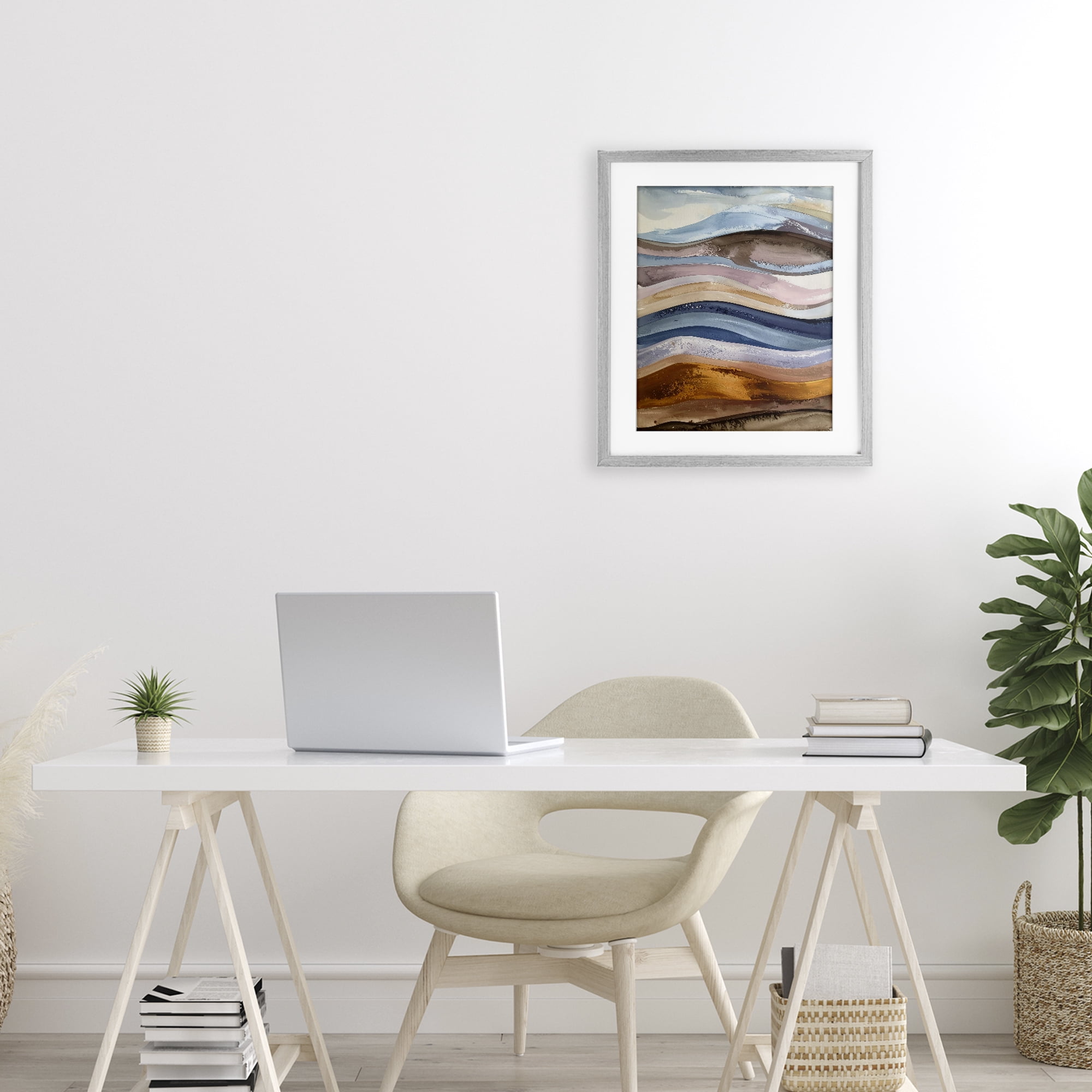 Stupell Industries Ocean Flow Layers Gray Framed Print Under Glass, design by Alonza Saunders