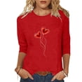 thumbnail image 2 of Xuyuer Women's Casual Daily Round Neck Three-Quarter Sleeve Loose T-Shirt, Comfortable 3/4 Sleeve Top for Spring Summer Everyday Fashion and Relaxed Weekend Wear, 2 of 5