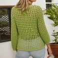 thumbnail image 4 of Women's Lightweight Hollow Out Knit Beach Cover Up Long Sleeve Casual Loose Fit Summer T-Shirt For Outing Oversized T-shirts Short Sleeve Crewneck Casual Tops, 4 of 6