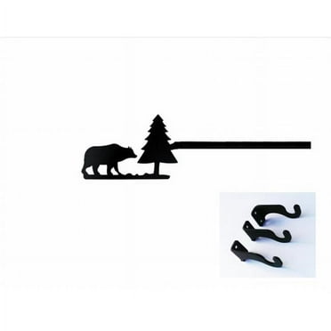 Village Wrought Iron CUR-83-112-S Bear & Pine Curtain Rod - Large