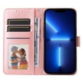 thumbnail image 4 of Wallet Case for iPhone 13 Mini, Flower Pattern Luxury PU Leather Drop Resistant Flip Folio Phone Case with Kickstand Card Slots Cash Holder Magnetic Clasp Cover for iPhone 13 Mini 5.4 Inch,Rosegold, 4 of 11