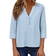 thumbnail image 3 of Outfmvch mexican tops for women Boho Tops Mexican Tunics Lounge Blouses Traditional Mexican Shirts Linen Tops for Women Gauze Blouses Short Sleeve T Shirt Cotton Linen Shirts Blue 3XL, 3 of 9
