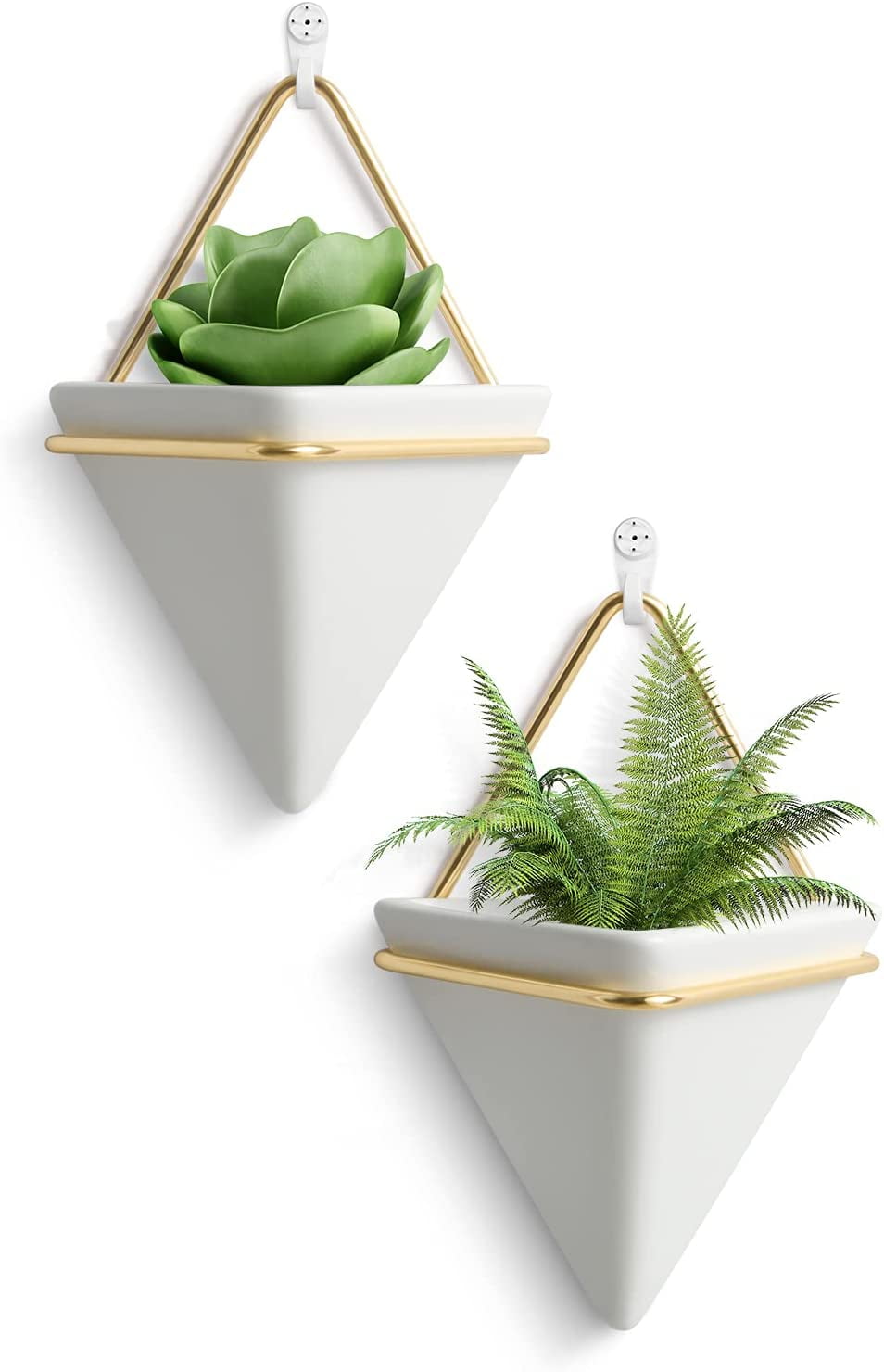 Popvcly Set of 2 Triangle Hanging Planter Vase & Geometric Wall Decor