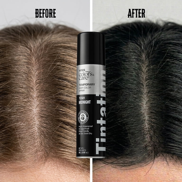 KISS Tintation Temporary Hair Color Spray, Black, 2.82 oz