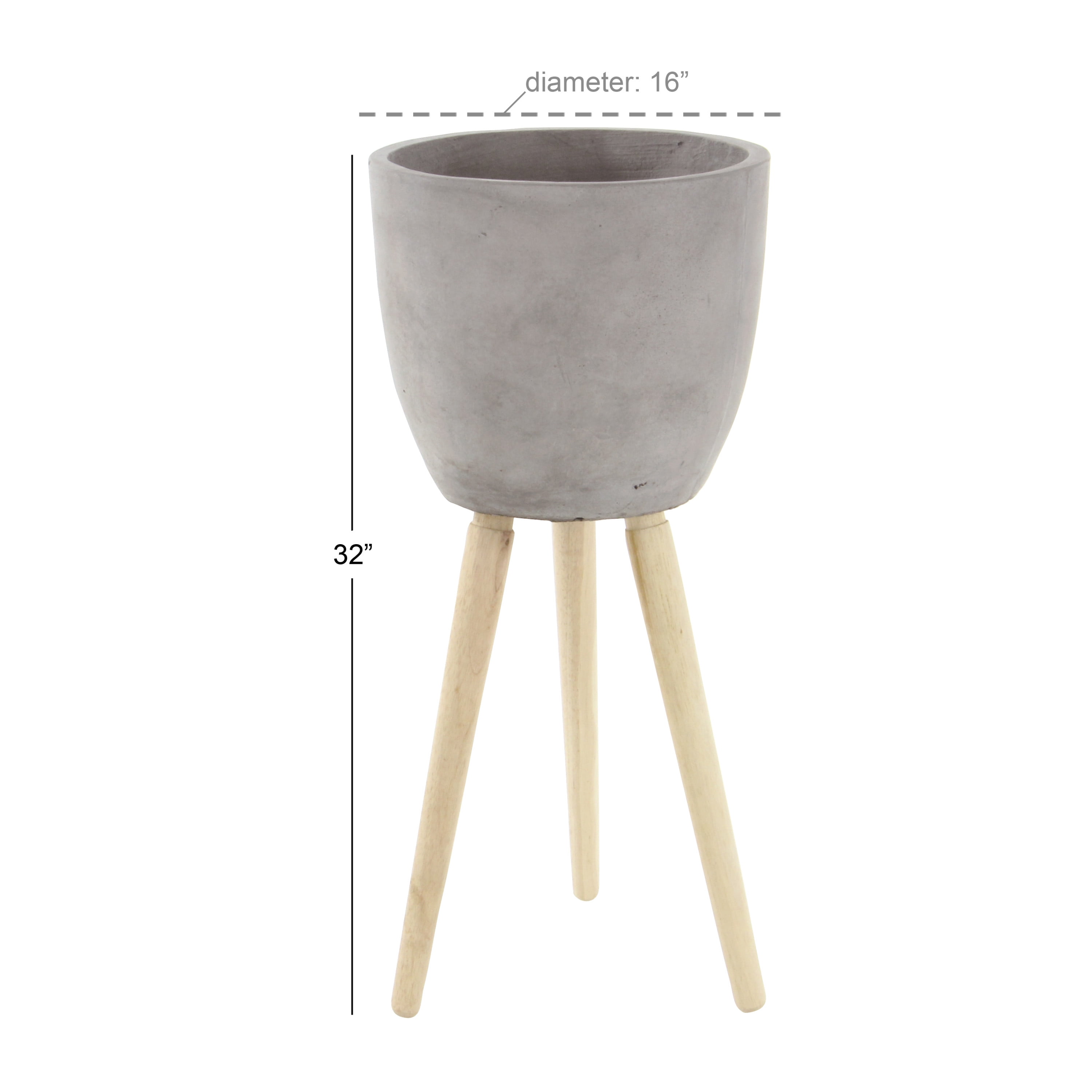 DecMode 16" x 32" Grey Fiber Clay Contemporary Planter, 1 - Piece
