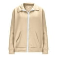 thumbnail image 4 of TKLPEHG Athletic Zip Up Jacket Women Casual Long Sleeve Hoodies Coats Hooded Y2k Jackets Solid Loose Sweatshirts Outerwear (Beige,L), 4 of 9
