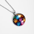 thumbnail image 4 of Dog Paw Print Glass Design Circular Pendant Necklace - Stylish Jewelry for Women, 4 of 5