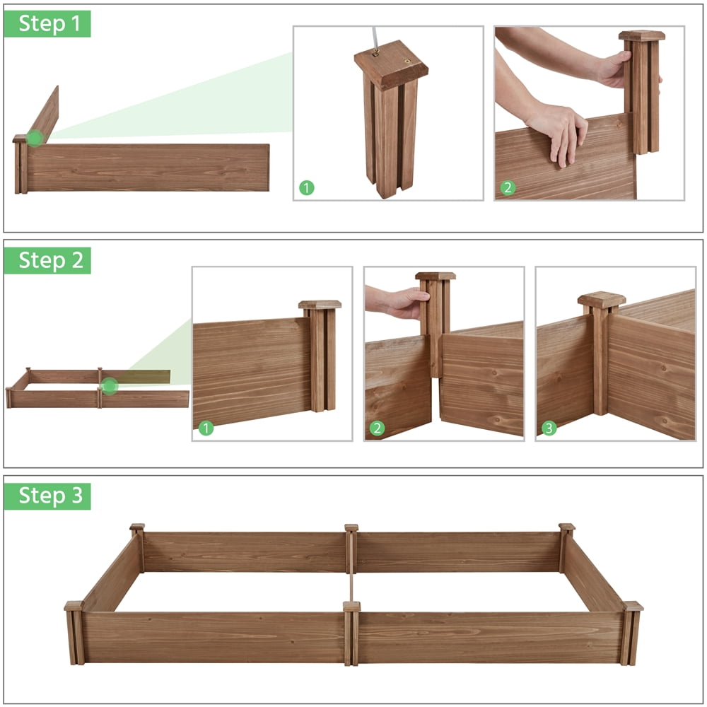 Yaheetech Wooden Raised Garden Bed Planter,Dark Brown