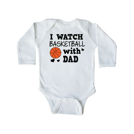 

Inktastic I Watch Basketball with Dad Gift Baby Boy Long Sleeve Bodysuit
