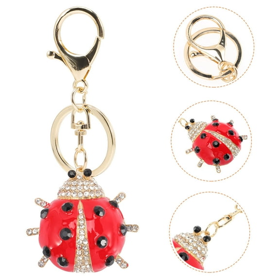 ELAYARD Cute Ladybug Keychain Red Rhinestone 1Set