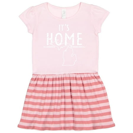 

Inktastic It s Home- State of Michigan Outline Distressed Text Gift Toddler Girl Dress