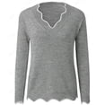 thumbnail image 4 of Listenwind Women Lace Flaky Clouds V-Neck Knitted Sweater Casual Long Sleeve Warm Knitwear, 4 of 4
