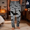 thumbnail image 2 of Domzest Mens Halloween Pajama Pants Pumpkin Ghost Bat Graphic Wide Leg Sleepwear Drawstring Elastic Waisted Funny Pj Bottoms Dark Gray L, 2 of 5