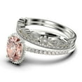 thumbnail image 4 of Gorgeous Minimalist 2.50 Carat Oval Cut Morganite And Diamond Moissanite Engagement Ring, Floral Wedding Ring, Two Matching Band in 925 Sterling Silver With 18k White Gold Plating, Gift For Her, 4 of 4