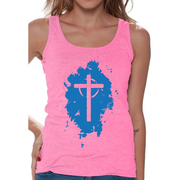 Awkward Styles Cross Tank Tops for Women Christian Cross Clothes for Ladies Following Jesus Womens T-Shirt Christian Gifts Jesus Tank Top Jesus Clothing Jesus T Shirt for Her Cross Ladies Shirt