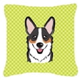 thumbnail image 2 of Carolines Treasures Checkerboard Blue Corgi Canvas Fabric Decorative Pillow 18H x18W multicolor, 2 of 3