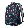 thumbnail image 2 of Alien UFO Deep Blue Pattern Backpack for School, Cute School Bag with Adjustable Shoulder Straps and Padded Back, 15.3"x11"x7.1", 2 of 5