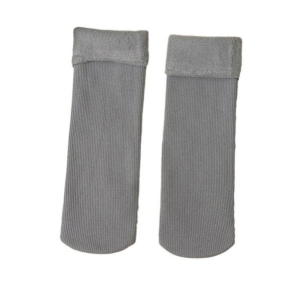 Mosey 1 Pair Unisex Winter Socks Thick Soft Plush Solid Color Mid-tube High Elasticity Anti-slip Thermal Knitted Anti-skid Floor Socks Lady Men Homewear Socks
