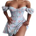 thumbnail image 1 of PENGXIANG Femmes Imprimé Floral Manches Slim Taille Haute A-line Robe, 1 of 6