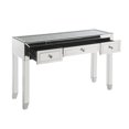 thumbnail image 2 of ACME Console Rectangulaire en Verre Noralie avec 3 Tiroirs de Rangement en Miroir, 2 of 8