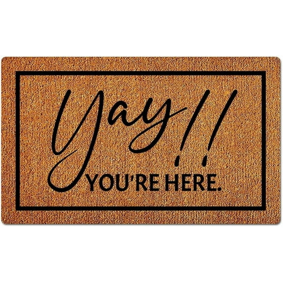 Yay You're Here Mats for Front Door Entry Front Porch Doormat Non-Slip Carpet Rugs Floor Mat Decorative for Home Bathroom Kitchen Indoor 18x30 Inch
