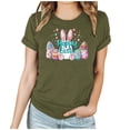 thumbnail image 2 of Aobny Cute Women's Leisure T-Shirts Easter Rabbits Green Clothes Bunnies Short Sleeve Crew Neck Womans Blouses, 2 of 6
