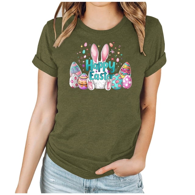 Mujeres Manga Corta de Verano Tops Día de San Valentín Impreso Cuello Redondo, Camisa de Moda Casual Blusa