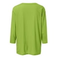 thumbnail image 4 of EHTMSAK Womens Cotton Tshirts 3/4 Sleeve Elbow Length Solid Color Sunflowers Printed Crewneck Shirts 2024 Trendy Summer Blouses Fashion Casual Loose Fit Tee Tops Green 5XL, 4 of 4