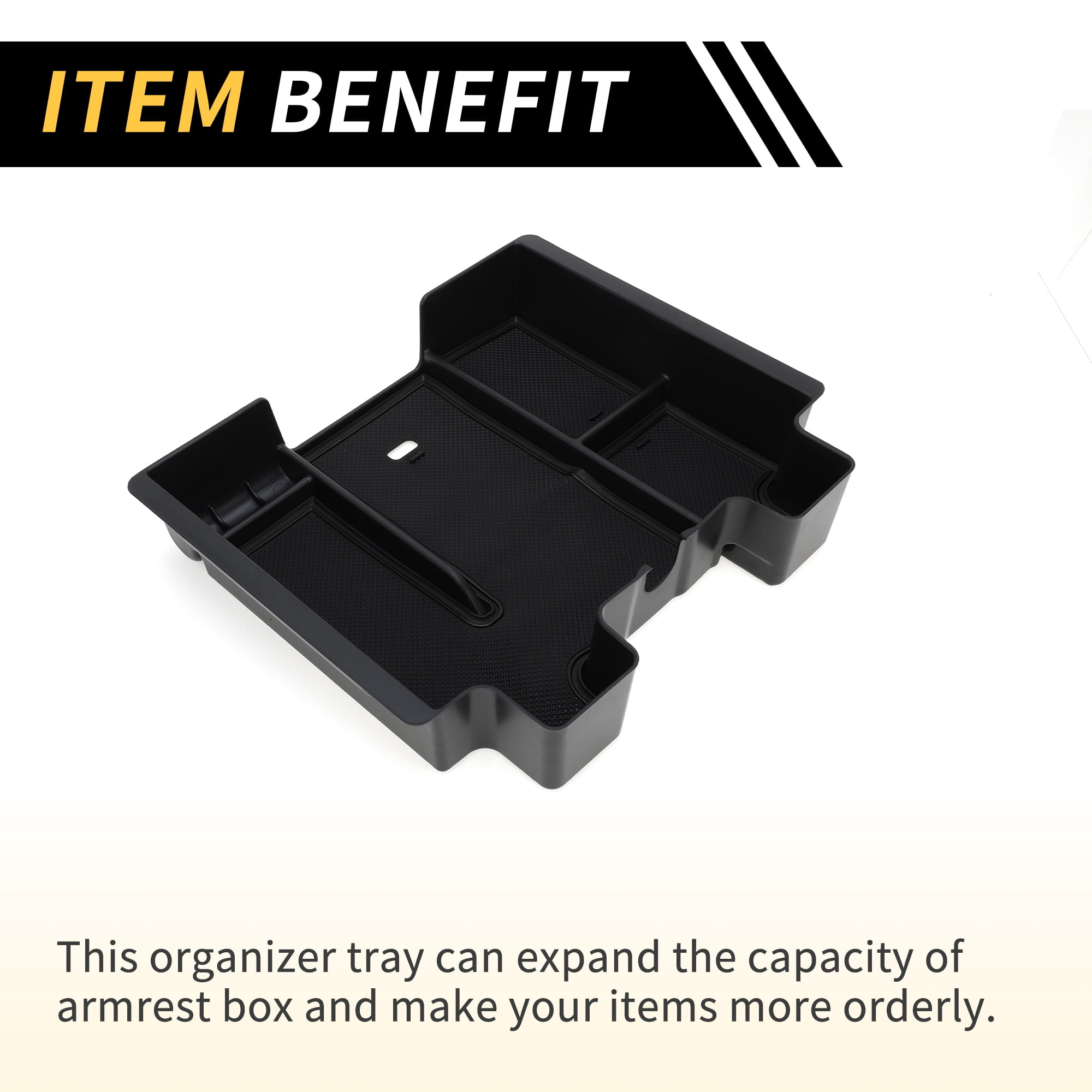 Unique Bargains Full Center Console Organizer Tray for Chevy Silverado 1500 for GMC Sierra 1500 2019-2022 Armrest Storage Box Insert Tray Full Console w/Bucket Seats ONLY Plastic Black