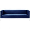 thumbnail image 3 of Posh Living Hayden Velvet Tuxedo Sofa with Y-Metal Base in Navy Blue/Chrome, 3 of 9