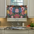 thumbnail image 2 of Yayeee Kitchen Curtains Light Filtering 27"x24" Rod Pocket Short Cafe Window Panel, Vibrant Blooming Flowers, 2 of 7