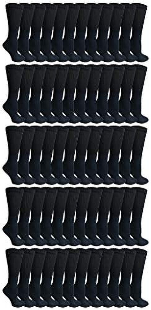 SOCKS'NBULK 60 Pairs Wholesale Bulk Sport Cotton Unisex Crew, Ankle, Tube Socks, Men Woman Children Sock Size 10-13" (Kids Black Crew 6-8)