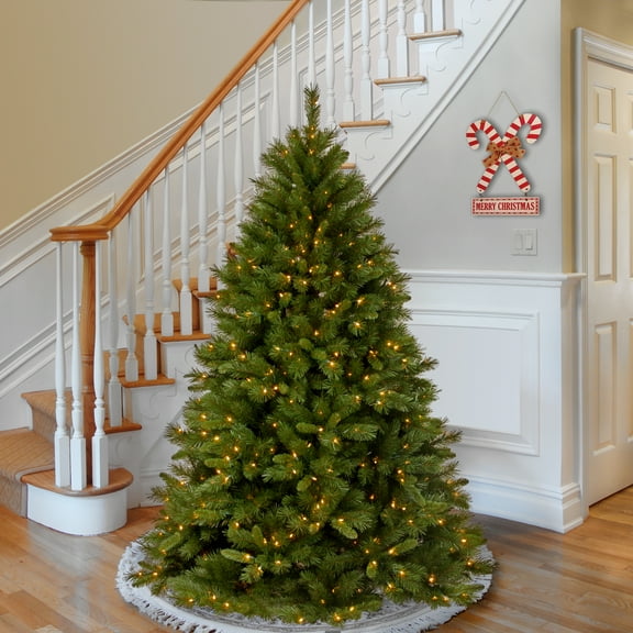 6.5 ft. Pre-Lit Artificial WInchester Pine Christmas Tree, Green, Clear Lights, Includes Stand