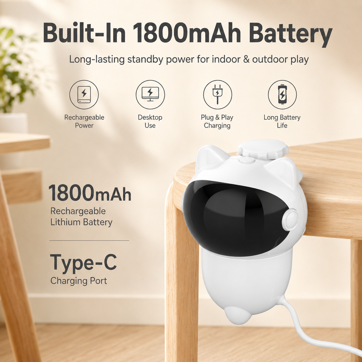 Juguete para gato, láser 360 y pluma giratoria, 2 modos, recargable, juguetes interactivos para gatos aburridos de interior 2