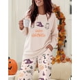 thumbnail image 3 of ChicMe Womens Pajama Sets Halloween Ghost Print Long Sleeve Tops and Pumpkin Graphic Elastic Waist Pants Casual Loungewear Beige-l, 3 of 9