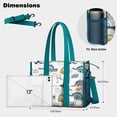 thumbnail image 5 of Teacher Tote Bag,Colorful Dinosaurs Eggs Leaves Pattern Teacher Utility Tote Bag,Large Work Tote Bags for Women with Multiple Pockets,Top Zipper Closure,13.8x10.6x6.7 Inch, 5 of 5