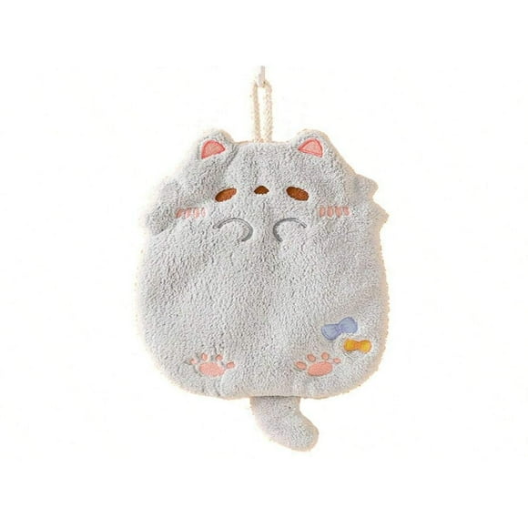 OUSITAID Cute Cartoon Civet Cat Hanging Hand Towel Coral Fleece No Lint Thickened Rag Kitchen Bathroom Absorbent Towel