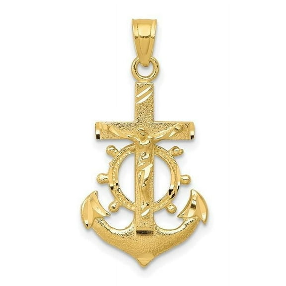 10k Yellow Gold Mariner Crucifix Pendant, Pendants for Necklace