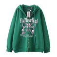thumbnail image 5 of Estilo oscuro hip hop gótico Harajuku Y2K mariposa estampado de letras cremallera Sudadera con capucha Harajuku chaqueta sudadera, 5 of 5