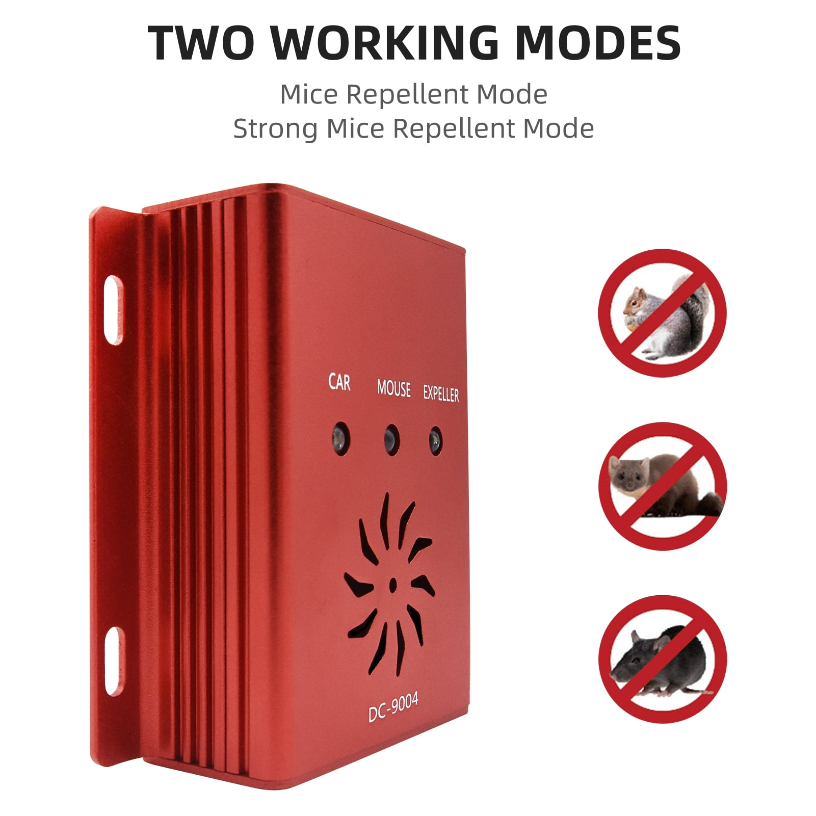 NFTIGB Ultrasonic Car Mice Repeller Electronic Pest Deterrent Under Hood Rodent Repellent 12V Aluminum Alloy Humane Harmless Red 3.27 inches / 8.3 cm