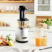 Omega VRT350 Heavy Duty Low Speed Vertical Masticating Juicer with Dual-Stage Extraction Creates Fruit and Vegetable Juice Compact Design Quiet Motor, 150-Watt, Silver