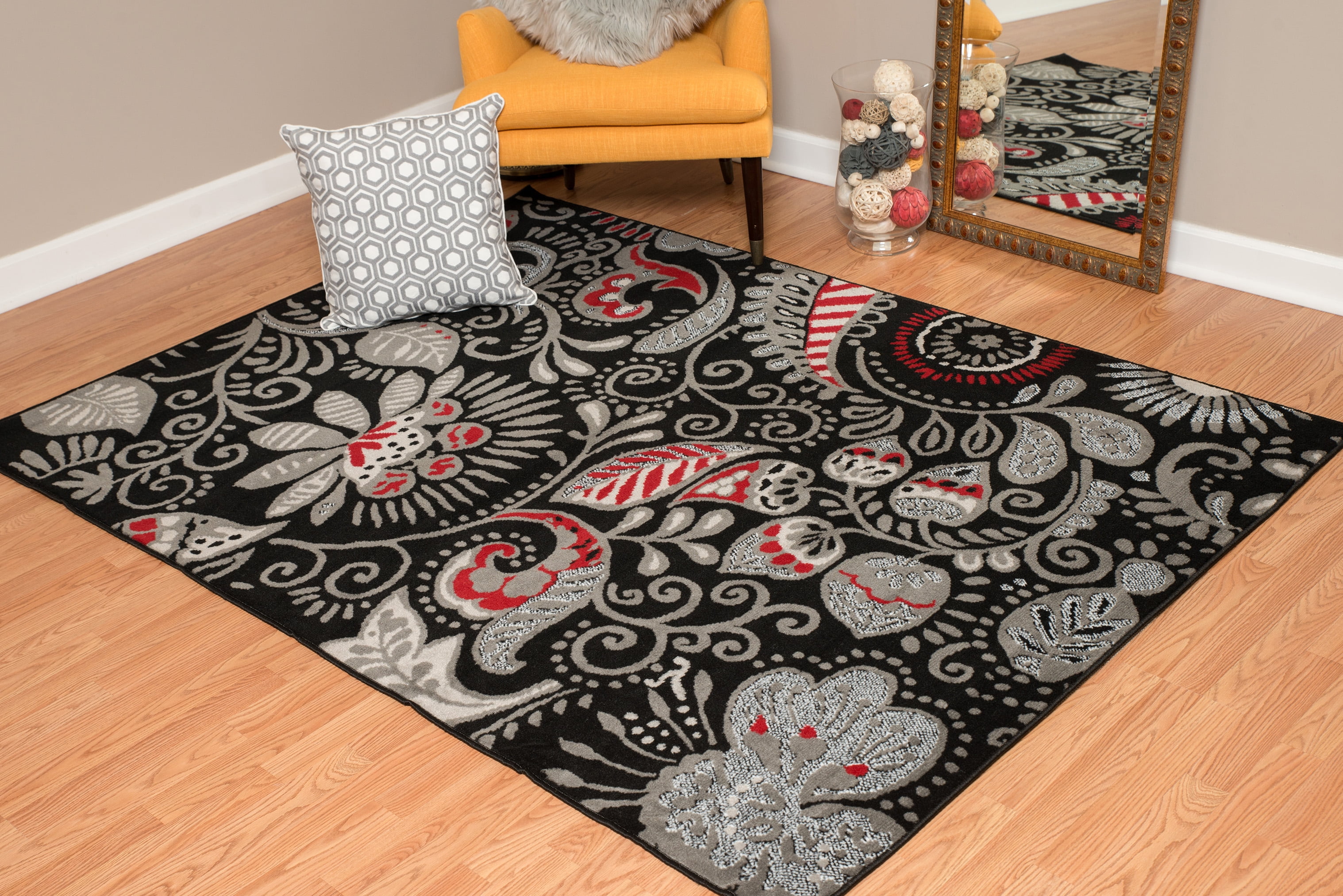 United Weavers Plaza Gina Runner Rug, Paisley Pattern, Black, 2'3 X 7'2"