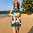 thumbnail image 3 of Fotbe I Love Sushi Vestido de Verano sin Mangas para Mujer – Vestido Midi Línea A, Estilo Camiseta Floral, Vestido Playero Casual y Fluido, 3 of 7