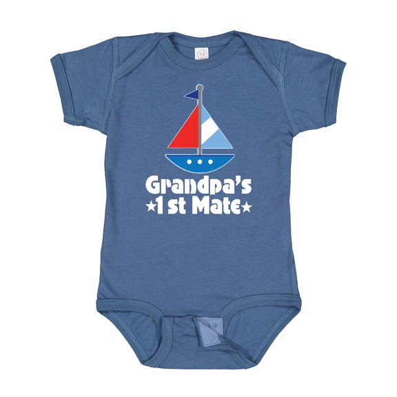 Inktastic Grandpas First Mate Nautical Sailboat Boys Baby Bodysuit
