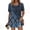 Dark Blue, variant on Trendy Casual Women Blouses Summer Tops Short Sleeve Relaxed Fit Floral Print Blouse w/ Asymmetric Hem Ruffle Detail - Lightweight Soft Fabric