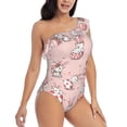 thumbnail image 3 of Sikiie Easter Rabbit Print Women One Piece Swimsuits Tummy Control One Shoulder Bathing Suits Ruffle Swimwear, From S to XXL-Small, 3 of 6