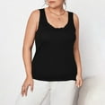 thumbnail image 4 of Women's Supersoft New Plus Size Solid Color Lace U-neck Camisole Sleeveless Womens Camisoles Black XL, 4 of 8